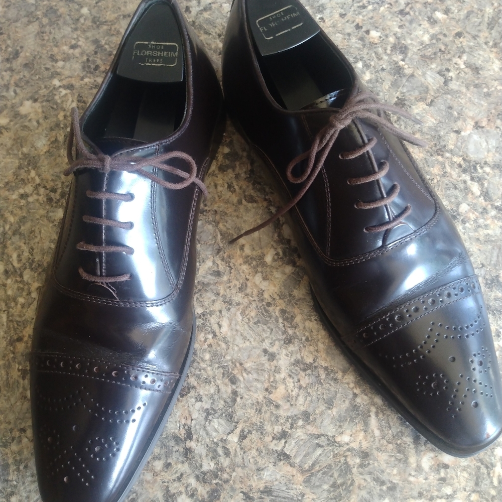Versace Collection Men's Brown Captoe Laceup Broque Size 41/7.5